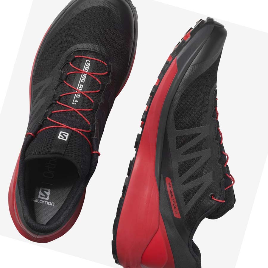 Salomon SENSE RIDE 4 Erkek Patika Koşu Ayakkabısı Siyah Kırmızı | TR 3492UZG